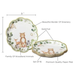 Woodland Baby Shower Lunch Plates 16ct