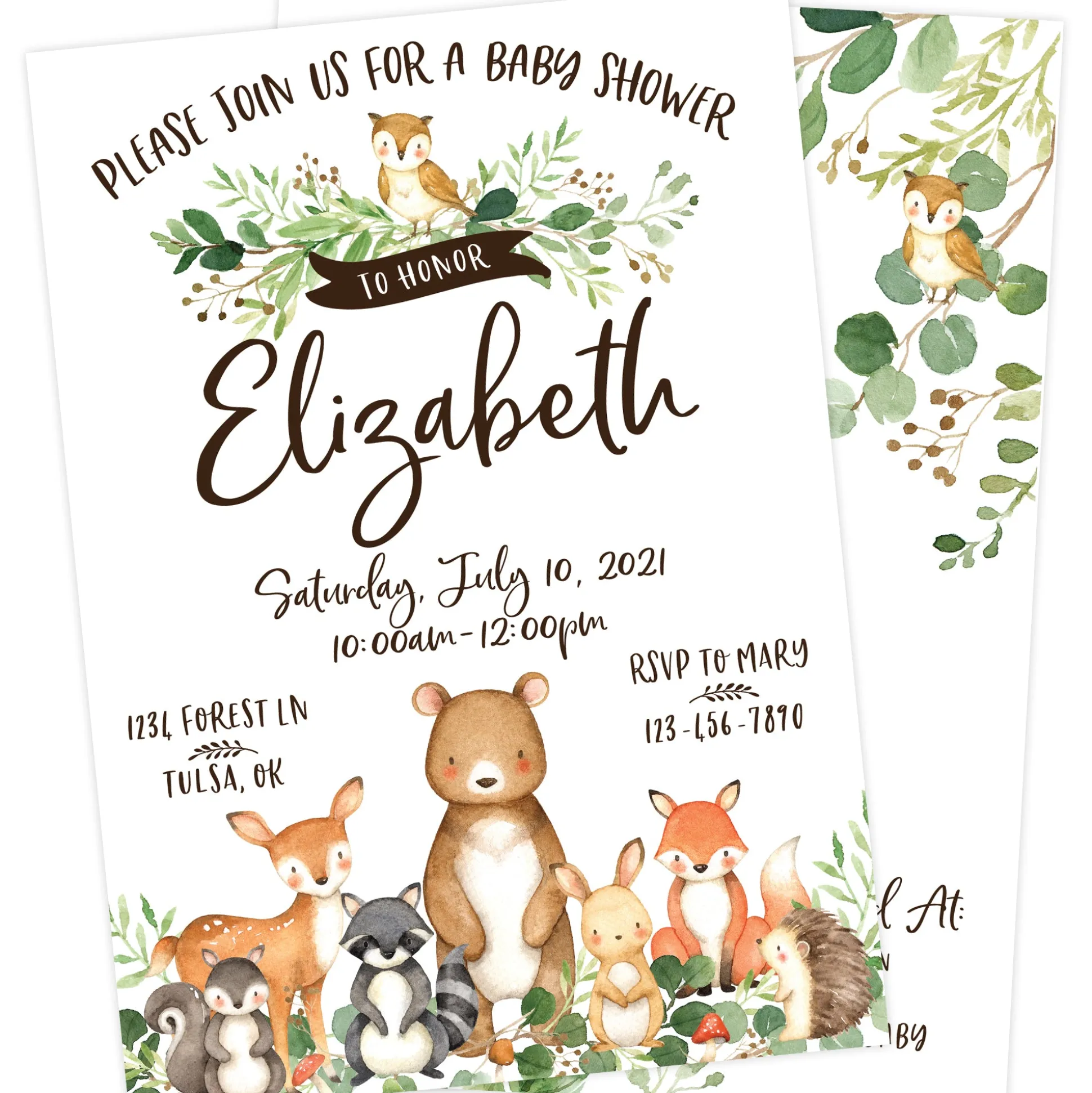 Woodland Baby Shower Printable Invitation