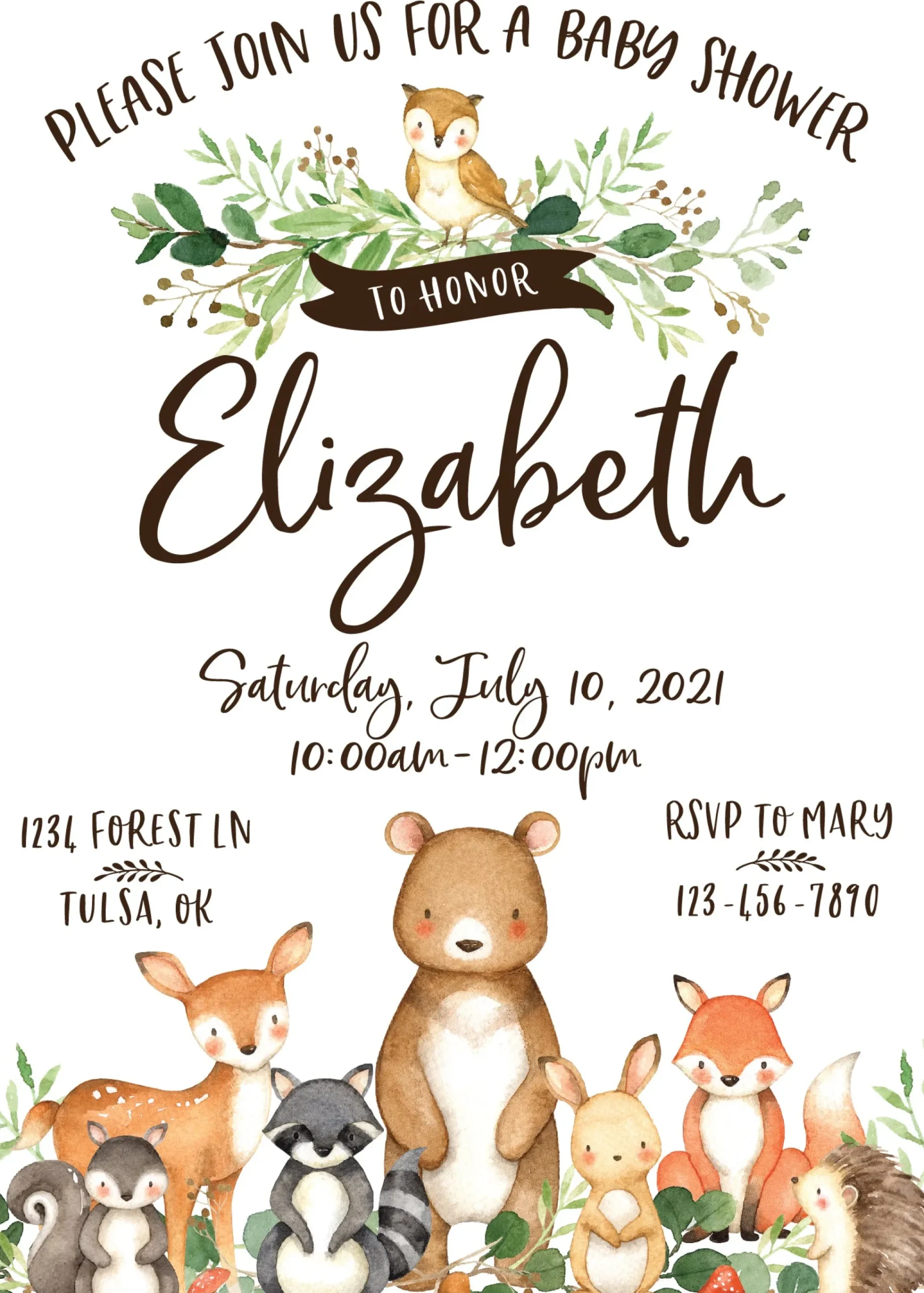 Woodland Baby Shower Printable Invitation