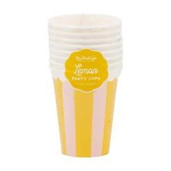 Yellow & Pink Striped Party Cups 8ct