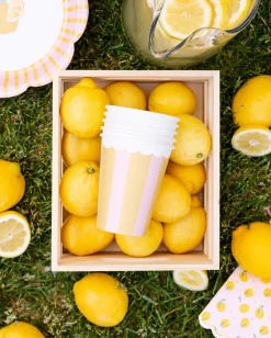 Yellow & Pink Striped Party Cups 8ct