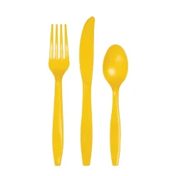 Yellow Premium Plastic Cutlery Set for 8