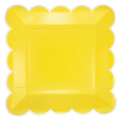 Yellow Scalloped Square Lunch Plates 8ct