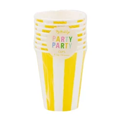 Yellow Striped Paper Cups 8ct