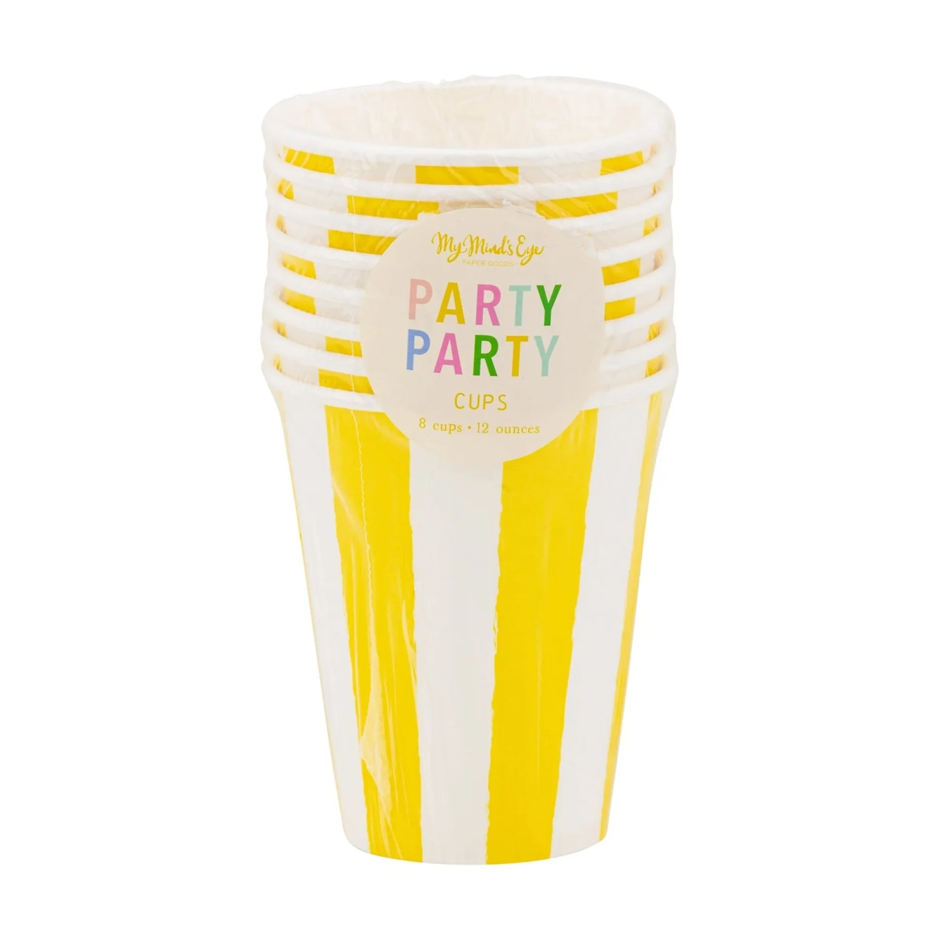 Yellow Striped Paper Cups 8ct