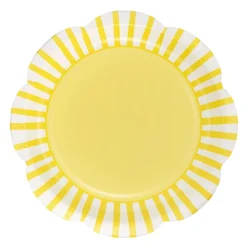 Yellow Stripe Scalloped Lunch Plates 8ct