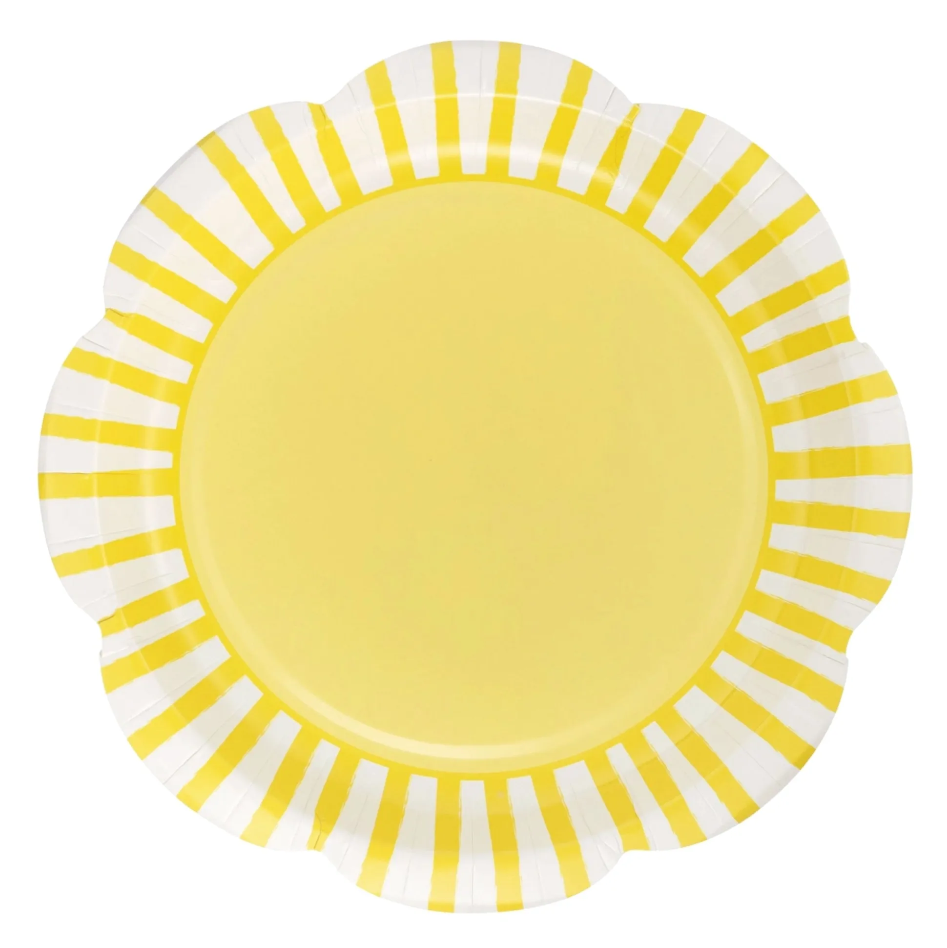 Yellow Stripe Scalloped Lunch Plates 8ct