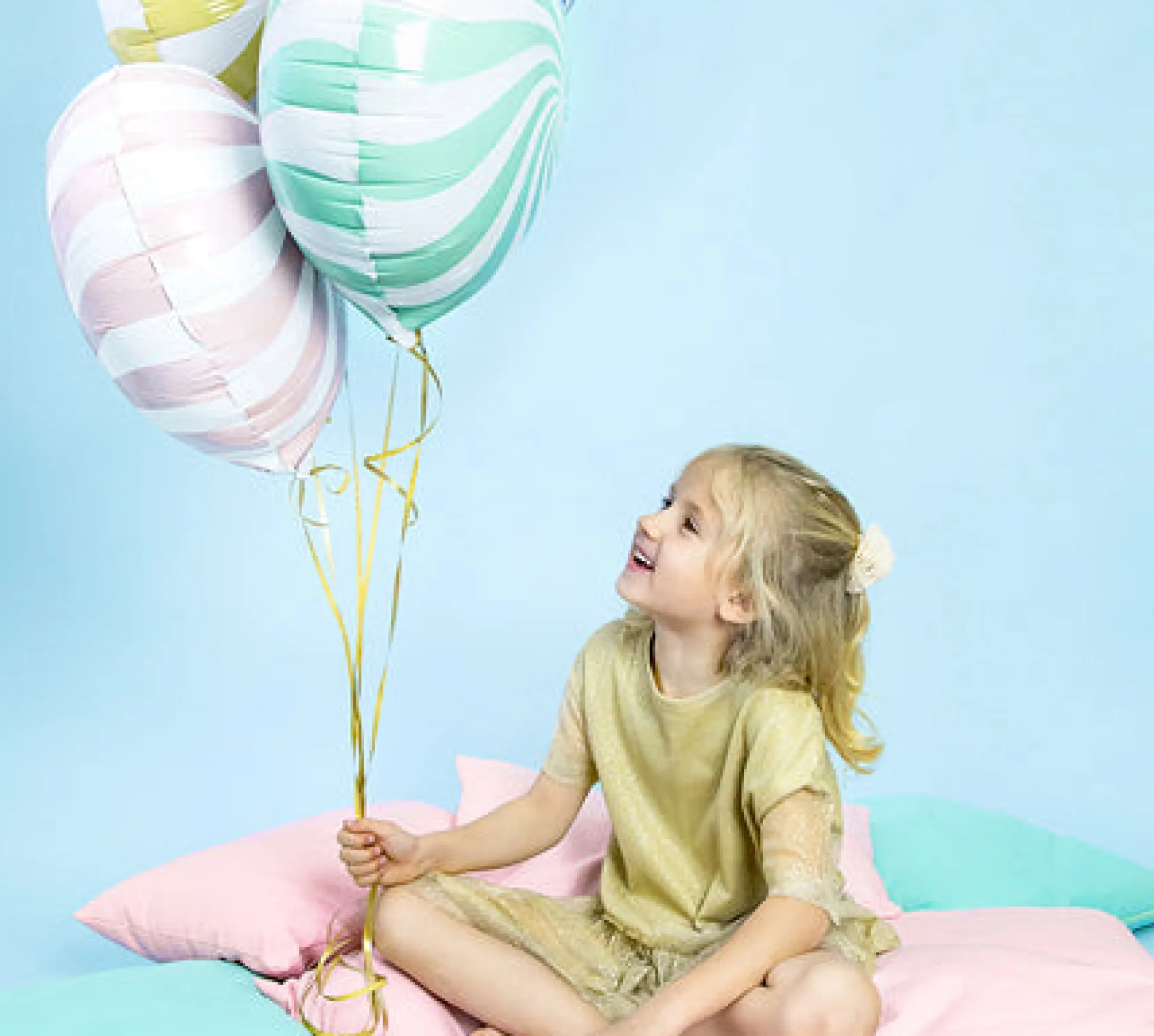 Yellow Swirly Lollipop Foil Balloon 14in