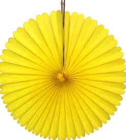 Yellow Tissue Paper Fan 13in