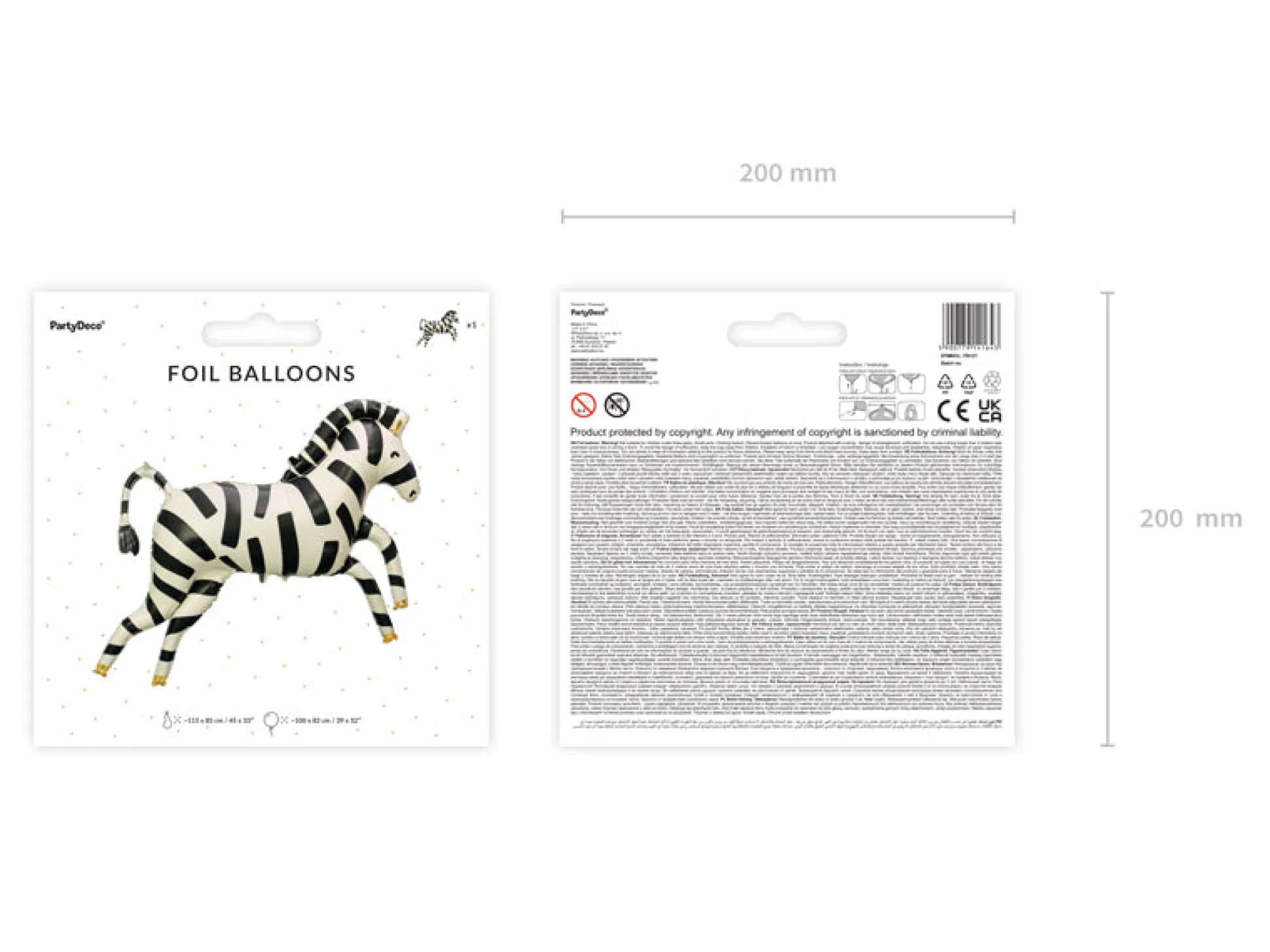 Zebra Foil Balloon 39in